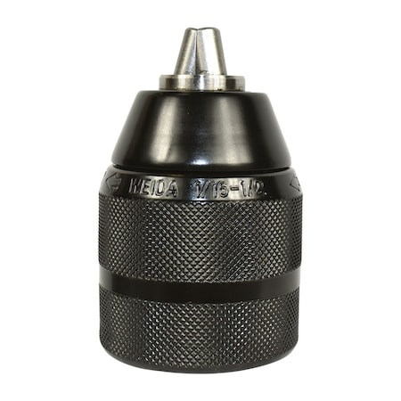 Superior Electric 1/16 - 1/2 in Cap Metal Double Sleeve Keyless Drill Chuck w/Radial Lock Mechanism - M14 x 1.5 Mount RV13M14